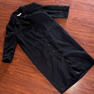 Women's Black Button-Front Trench Coat